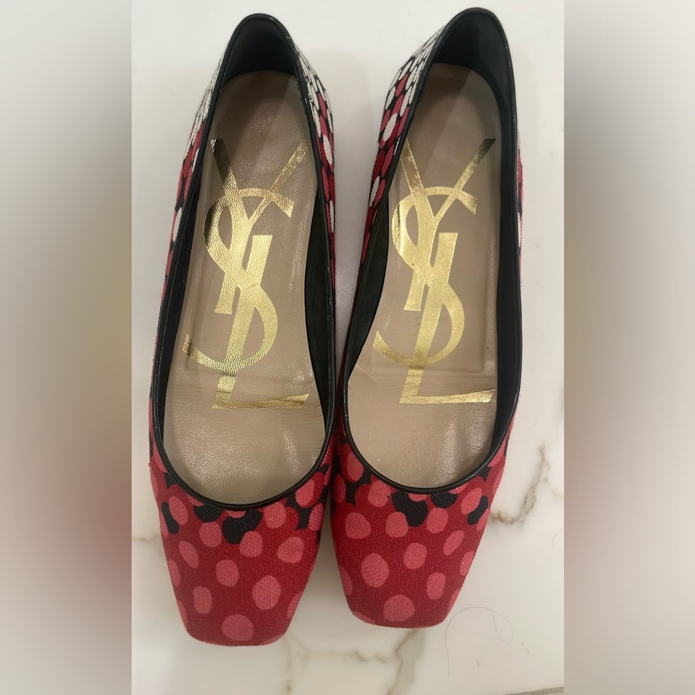 🧚🏻‍♀️✨Authentic✨🧚🏻‍♀️YSL Love Canvas Ballet Flat Shoes-Size 8 1/2
